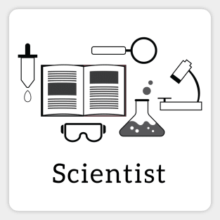 Scientist Icons Black and White Magnet